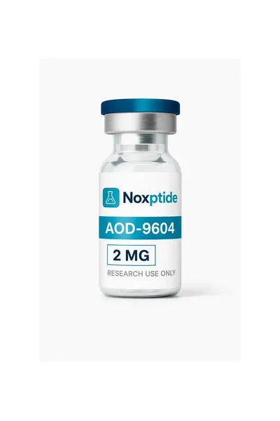 AOD-9604 2 mg research peptide vial — Noxptide, ≥99% (HPLC) purity, UK COA verified