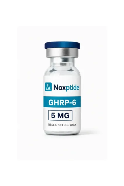 GHRP-6 5 mg research peptide vial — Noxptide, ≥99% (HPLC) purity, UK COA verified