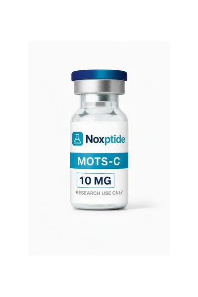 MOTS-c 10 mg research peptide vial — Noxptide, ≥99% (HPLC) purity, UK COA verified