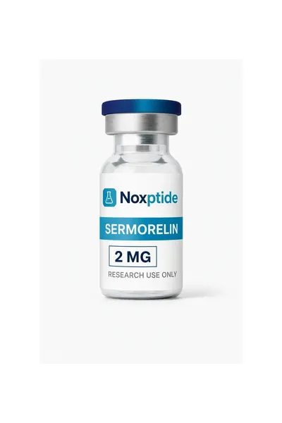 Sermorelin 2 mg research peptide vial — Noxptide, ≥99% (HPLC) purity, UK COA verified