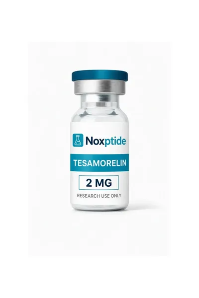 Tesamorelin 2 mg research peptide vial — Noxptide, ≥99% (HPLC) purity, UK COA verified
