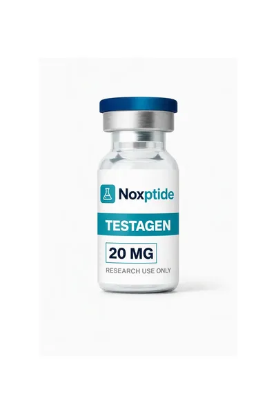 Testagen 20 mg research peptide vial — Noxptide, ≥99% (HPLC) purity, UK COA verified